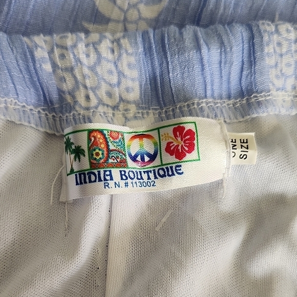 India Boutique Blue White Pineapple Print Pleated Sundress One Size - Picture 5 of 6